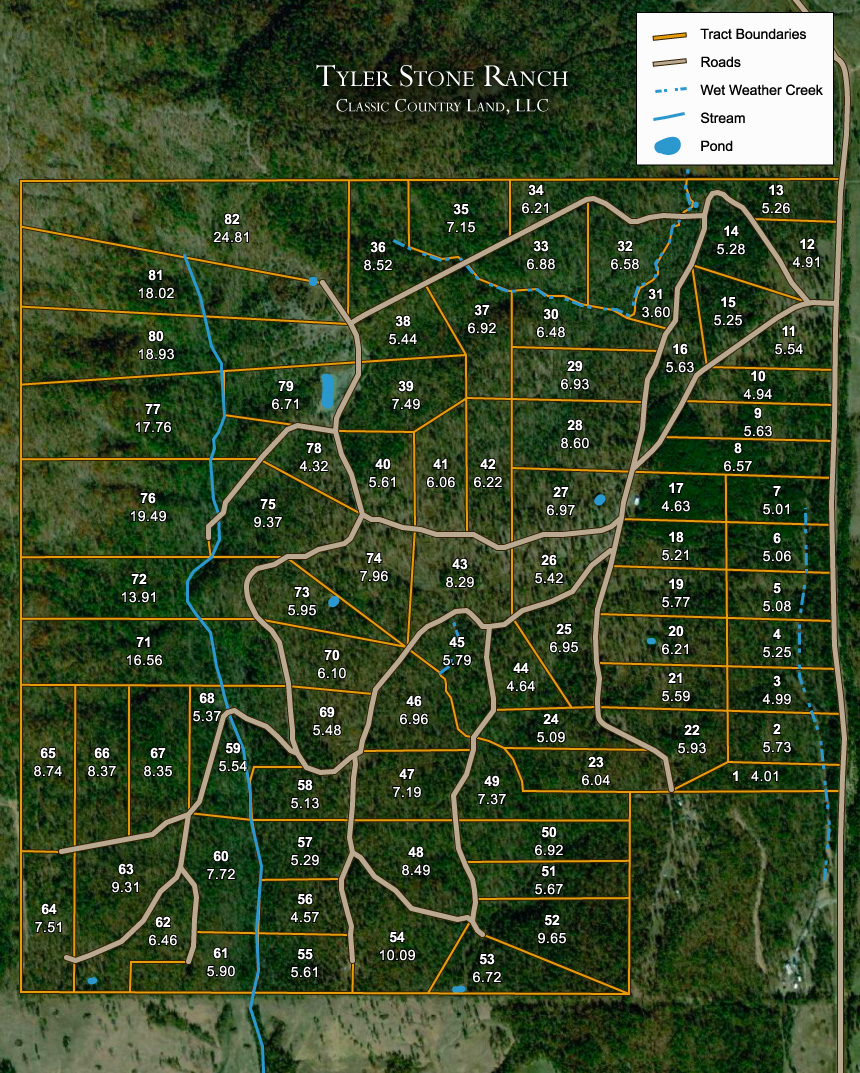 Plat map for Tyler Stone Ranch in Leflore County, Oklahoma