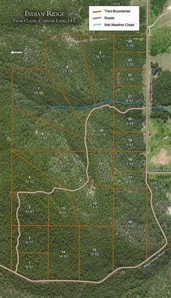 tract layout map for Indian Ridge Phase I Tract 2, 8.71 acres for sale in Pittsburg County, Oklahoma