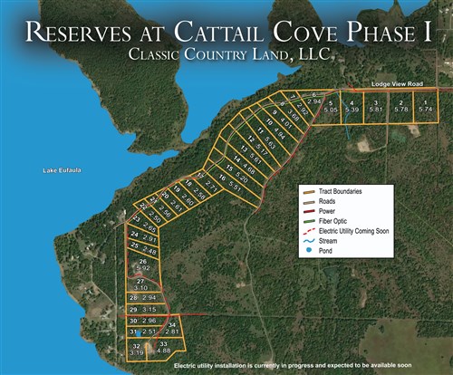 Tract layout map for Reserves At Cattail Cove Phase I Tract 29 in Pittsburg County, Oklahoma